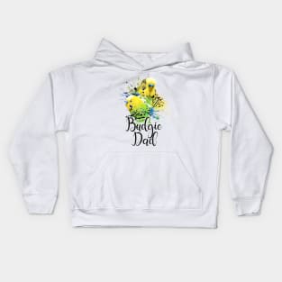 Color Splatter Budgie Parrot Dad White Kids Hoodie